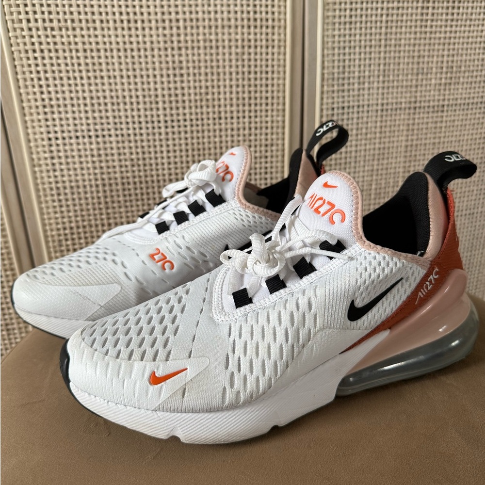 Nike Air Max 270 White and Orange Shoes